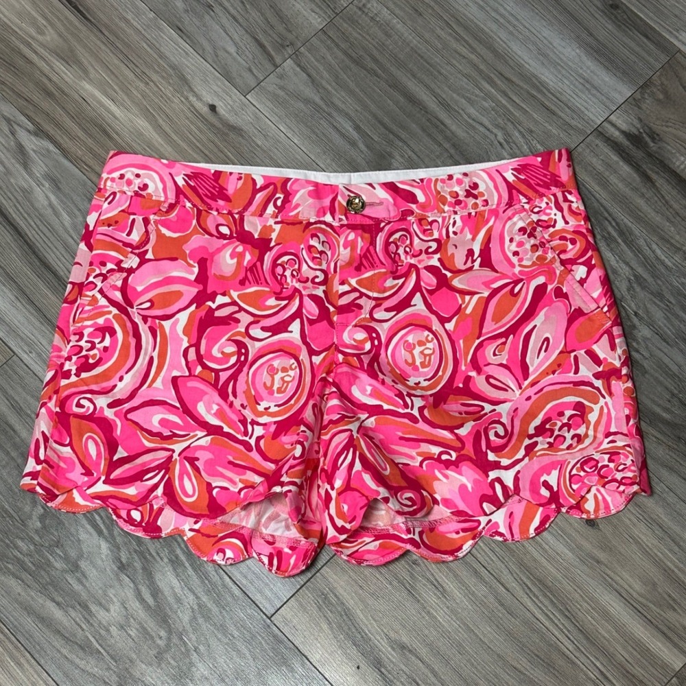 Lilly Pulitzer Buttercup Short Mango Salsa Floral Scallop Hem Size 6 NWT!